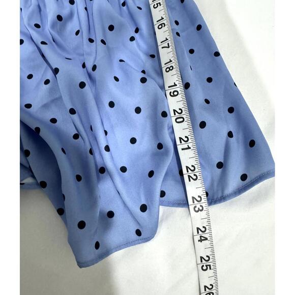 NWT Anthropologie Maeve Blue Polka Dot Cap-Sleeve Button Front Romper Siz Medium - Picture 8 of 9